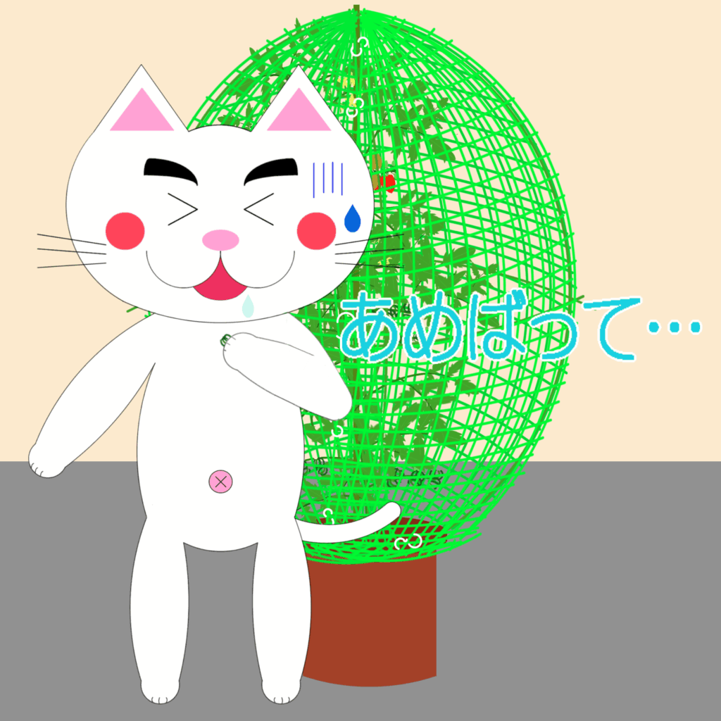 「なまねご」のワンポイント方言-今年のミニトマトに不満なレオ君