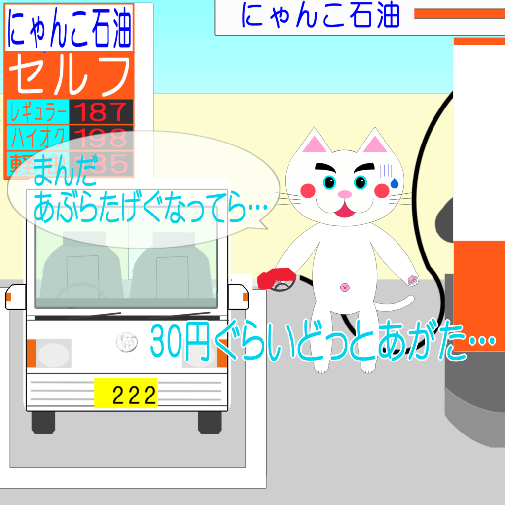 「なまねご」のワンポイント方言-ガソリン価格の急上昇に困るレオ君